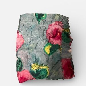 Saldarini 1982 floral silk scarf made in Como, Italy.